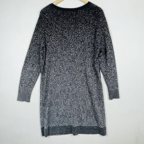 Soma Black Silver Metallic Long Sleeve Duster Cardigan Sweater Womens Large - Picture 4 of 7